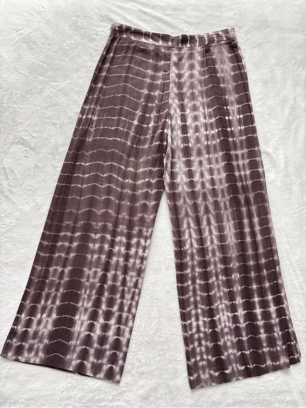 ZARA Wrap-Front Wide Leg Linen Blend Tie-Dye Boho Pants--NEW--XL